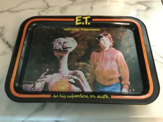 Vintage " Et " Tv Tray Metal Fold Out Legs 1982 The Extra Terrestrial 17.  5x12.  5 In