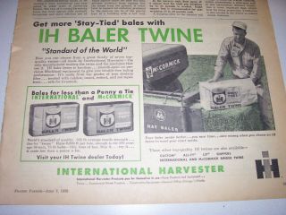 Vintage Farmall International Advertising - Baler Twine - 1958