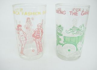 Vintage Welchs Archie 2 Jelly Glasses Fashion Show And Take Gang For A Ride