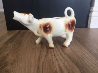 Vintage West Germany Brown And White Ceramic Cow Creamer Goebel