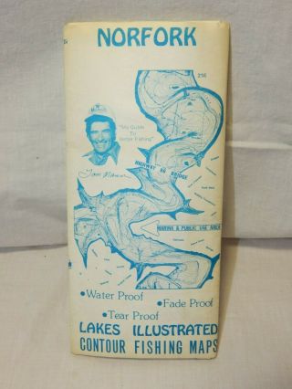 Vintage 1977 Norfork Lake Lakes Illustrated Contour Fishing Map Neat Advertising