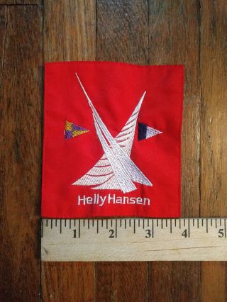 Vtg 90s Helly Hansen Twin Sails Red Sew On Patch Applique Sailing Retro