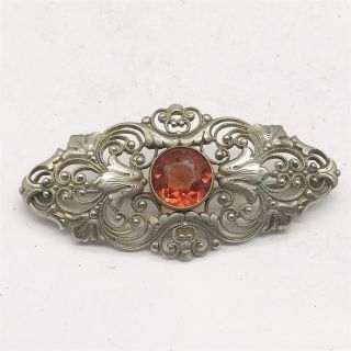 Vintage Ladies Costume Jewellery Art Nouveau Citrine Set Pin Brooch