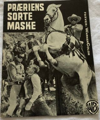 The Lone Ranger Clayton Moore Jay Silverheels Vintage 1956 Danish Movie Program