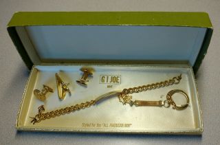 Vtg G I Joe,  Jewelry Set For Boys - Cufflinks,  Bracelet,  Tie Clip,  Keychain - I O B