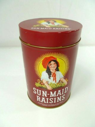 Vintage 1987 Sun - Maid Raisins Collectible Tin Can Pie Recipe On Back 6.  25 "