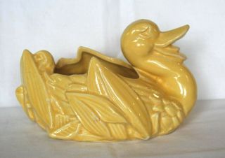 Vintage Marked Mccoy Pottery Large Yellow Duck Planter