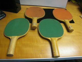 Vintage 4 Piece Wood Ping Pong Rackets Paddles 3