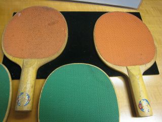 Vintage 4 Piece Wood Ping Pong Rackets Paddles 4