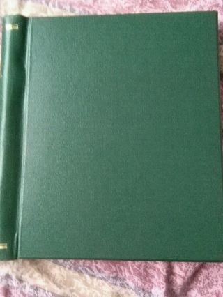 Vintage Empty Green Stamp Album C.  1950 Leather Covers Vg,  Loose Leaves 100,  Page