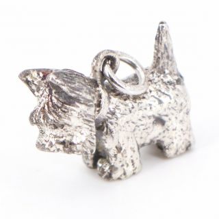 Vtg Sterling Silver - Scottish Terrier Puppy Dog Bracelet Charm - 8g
