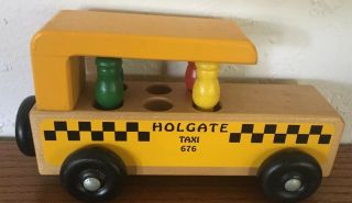 Vintage Wooden Yellow Taxi 676 Holgate Toys