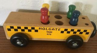Vintage Wooden Yellow Taxi 676 Holgate Toys 4