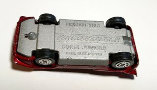 Vintage Corgi Juniors Whizzwheels Red Ferrari 512 S White Interior 1/64 Diecast 5