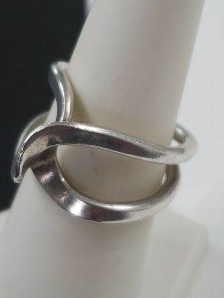 Vintage Sterling Silver Hand Made Scroll Band Ring Sz 7.  5 (6.  6g)