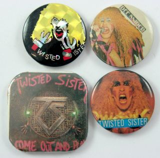 Twisted Sister Badges 4 X Vintage Twisted Sister Pin Badges Dee Snider