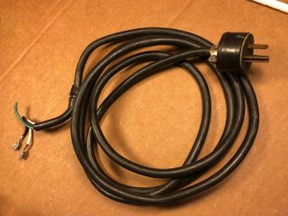 Vintage Ac Power Cord 1965 Black 3 - Prong Cable For Tube Amplifier 92 " Long 1960s