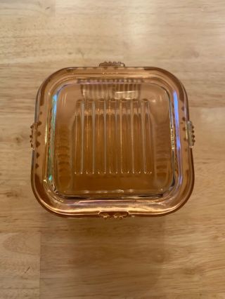 Vintage Depression Pink Glass Refrigerator Dish With Lid