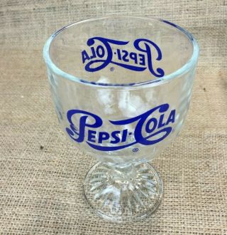 Vintage Pepsi Cola Glass Goblet Set of 4 Blue 4
