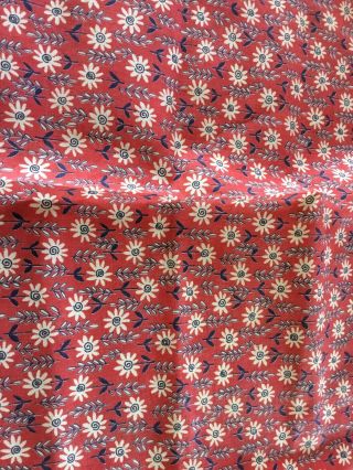 Vintage 1950’s Fabric ? Feedback Red White Blue Flowers Over 1 Yard