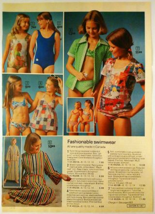 70 ' s Vintage PAPER PRINT AD fashion coats swimwear dress shirt bikini brief 2