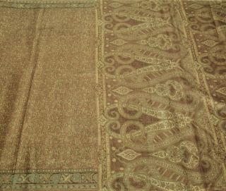 Vintage Saree Indian Art Silk Printed Scrap Sari Fabric For Craft Brown