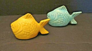 Vintage Bauer Pottery Chicken Of The Sea Fish Salt And Pepper Shakers