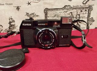 Vintage Konica C35 Mf 35mm Rangefinder Camera W/hexanon F/2.  8 38mm Lens
