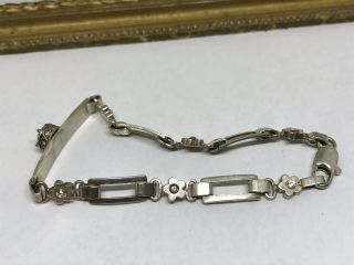 Vintage Italy 925 Sterling Silver CZ Floral Link 7.  5” Bracelet (10.  7g) 3