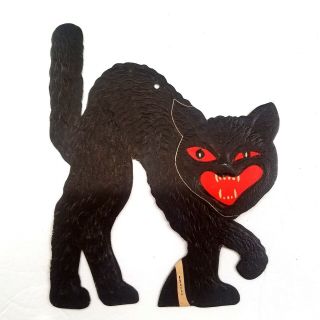 Vintage Halloween Embossed Diecut Black Cat Usa 11 Teeth 7 - Inches Tall