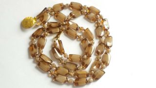 Czech Vintage 2 Rows Bi Colour Glass Bead Necklace