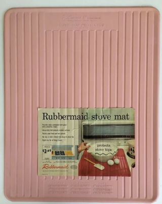 Vintage Pink Rubbermaid Stove Mat Wooster Rubber Ln Label 1960s Mcm Retro