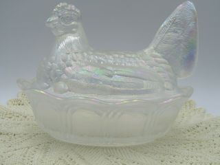 Vintage Fenton Art Glass - Hen On Nest I - Redescent Candy Dish