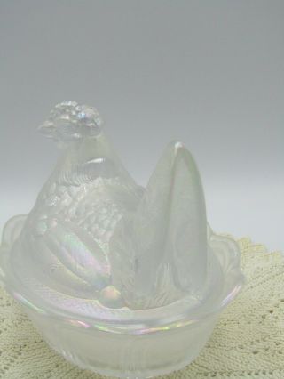 Vintage Fenton Art Glass - Hen on Nest I - redescent Candy Dish 4
