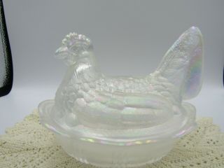 Vintage Fenton Art Glass - Hen on Nest I - redescent Candy Dish 5
