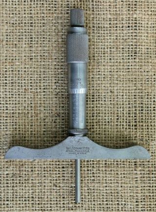 Vtg L.  S.  Starrett No.  445 Depth Micrometer 0 - 1 " Machinist Tool Metalworking