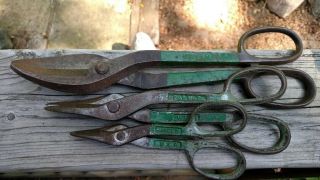 3 Vintage Wiss Usa Drop Forged Long Tin Snips Shears Scissors Metal Cutters