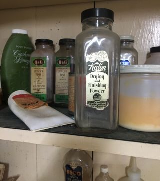 Vintage Kalon Embalming Mortuary Cosmetic Drying & Finishing Powder Bottle
