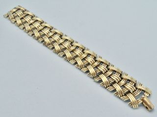 Vintage Bracelet CORO JEWELCRAFT 1950s Goldtone Basket Weave Bridal Jewellery 4