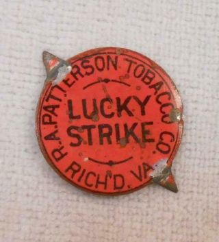 Vintage Tin Tobacco Tag - Lucky Strike - Ra Patterson - Richmond,  Va