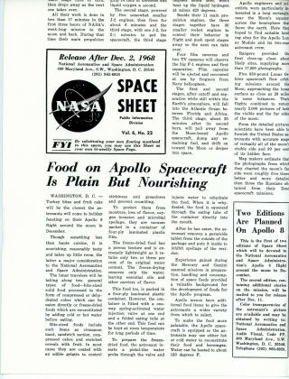 Vintage 1968 Official Nasa Apollo 8 Space Sheet Poster: Vol.  6,  No.  22