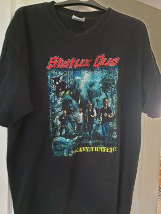 Retro Vintage Status Quo 2003 T - Shirt Xl Heavy Traffic Faded