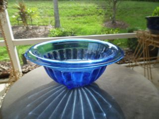 Vintage Hazel Atlas Depression Glass Cobalt Blue Optic Ribbed Mixing Bowl