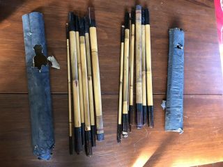 2 Antique Or Vintage Bamboo Japanese Fishing Rods W/ Cases