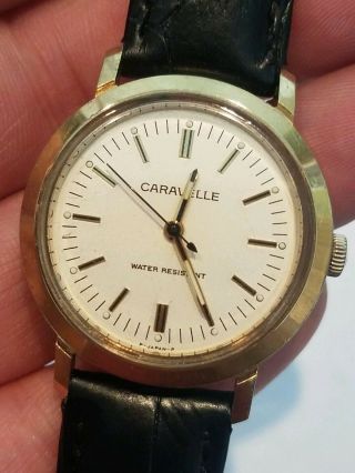 Vintage 1977 Caravelle Watch 7 Jewels 34mm Keeps Good Time