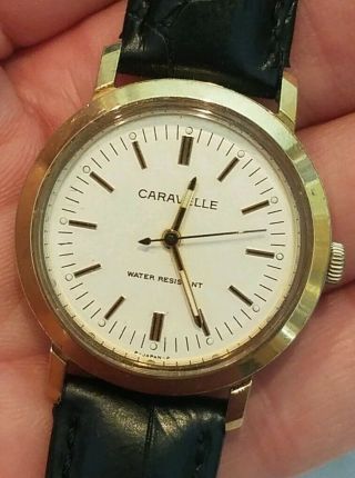 VINTAGE 1977 Caravelle Watch 7 Jewels 34mm Keeps good time 5