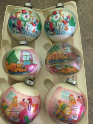 Vintage Walt Disney Productions Sears Corning Ornaments Pluto Ducks Goofy W Box