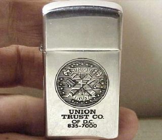 Vtg 1968 Zippo Lighter “union Trust Co.  Of D.  C.  ” Logo