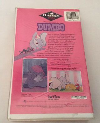 Dumbo Vintage Walt Disney ' s VHS Black Diamond Series Video Tape Movie,  Ears Up 4