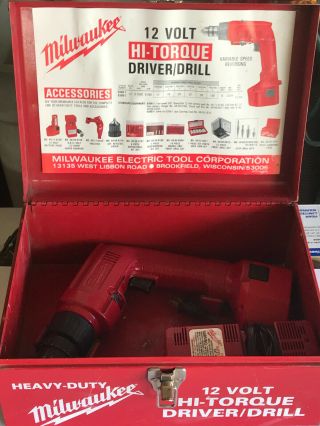 Vintage Milwaukee 12 Volt Drill,  Case,  Charger,  And Battery -